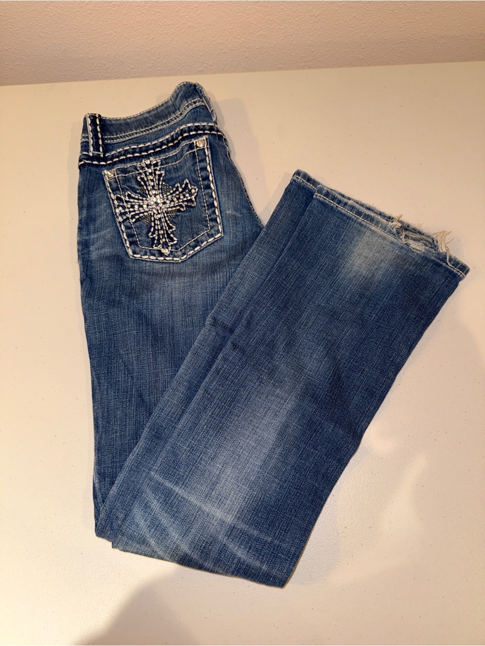 Miss Me Blue Embellished Pocket Boot Cut Jeans